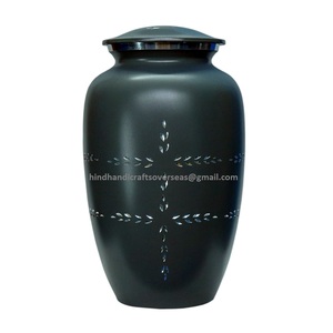 Urne de crémation noire en aluminium unique pour la fabrication et le fournisseur de souvenirs de stockage de cendres humaines par HHO d'Inde - Product Image 3