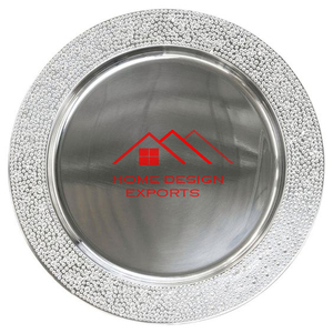 Assiette de service en métal argenté avec motif en relief, design gravé, vente chaude, assiette de service en métal pour aliments - Product Image 4