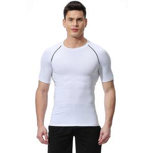 Camisetas sin mangas de compresión personalizadas con logotipo de alta elasticidad para hombre, camisetas lisas de manga corta para Fitness, gimnasio, deporte, ropa atlética - Product Image 6