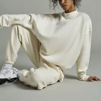 Ensembles de jogging décontractés à capuche pour femmes, en tissu non tissé, couleur unie, 100% coton