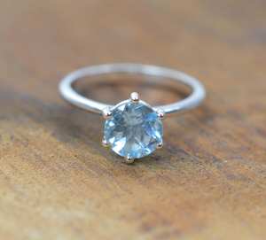 Blue Topaz 925 Sterling Silver Rhodium Plated Gemstone Engagement Ring Handmade Jewelry for Women Elegant Gift - Product Image 4