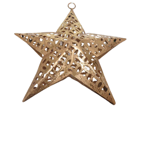 Awesome Design Decoration Set of 3 Metal Star Shaped Hanging Copper <b>Foil</b> Wall Hanging for Home Decoration Handmade - Product Image 1