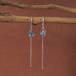NOVAMART Fine 925 Sterling Silver Water Drop <b>Threader</b> <b>Earrings</b> Wholesale Export - Product Image 2
