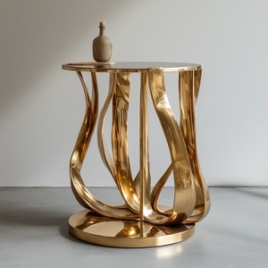 Table d'appoint moderne de luxe nouveau cadre en métal doré recouvert de cuir en bois pour meubles de maison meilleur prix grossiste magasin - Product Image 6