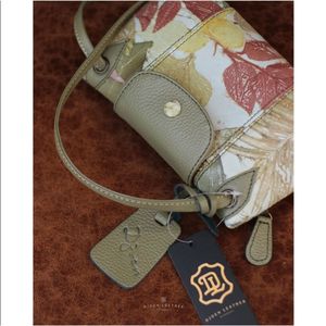 Bolsos de mano de cuero genuino de retales florales hechos a mano para mujer, bolso cruzado con asa superior Vintage artística con multicolor - Product Image 5