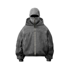 Sudadera con capucha corta antibolitas de media cremallera de gran tamaño de peso pesado personalizada al por mayor 100% algodón ácido estilo de lavado Vintage para otoño - Product Image 4