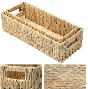 ISLA Juego de 2 Cestas Rectangulares de Jacinto Tejidas a Mano, Contenedores Organizadores de Mimbre con Asas Recortadas para Baño, Cocina, Despensa, Venta al por Mayor - Product Image 5