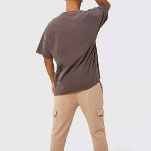 Camiseta personalizada Heavyweight 300gsm para hombre, ropa informal estilo hip hop vintage lavada con ácido, camiseta de talla grande con cuello redondo de gran tamaño - Product Image 6