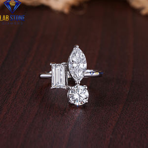 2,19 TDW Radiant, Baguette & Round Cut Diamond Anillo de oro blanco de Labstone / Luxury That Lasting a Lifetime/Color DE LA VIDA/Color DE LA EF-VS - Product Image 2