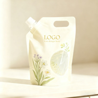 Impression personnalisée, sachet en plastique recyclable avec bec verseur pour soupe liquide, 100 ml, 200 ml, 250 ml, 500 ml, sachet pour détergent à lessive
