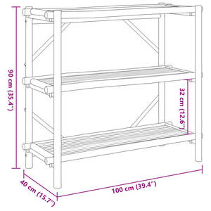Fields 3-Layer <b>Bamboo</b> Storage <b>Shelf</b> 39.4\"x15.7\"x35.4\" 35.4\"H 15.7\"W 39.4\"D - Product Image 5