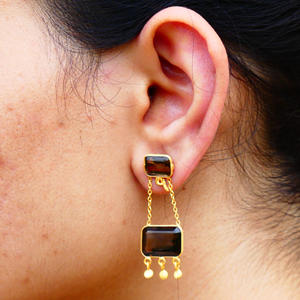 ต่างหูแบบโซ่ประดับอัญมณีบุษราคัมแบบคลาสสิก925เงินสเตอร์ลิงทันสมัย - Product Image 6