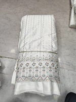 Tissu en satin de soie/coton tricoté Dobby Malai de qualité supérieure, provenant d'un fournisseur indien, avec broderie de fils luxueux et de sequins, antistatique, idéal pour les mariages sur mesure.