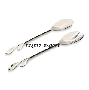 Luxury Handmade Decorative Metal Cutlery Set of 2 <b>Gold</b> Metal Branch Leaf Serving Cutlery Use for Wedding & Restaurant Decoration - Product Image 4