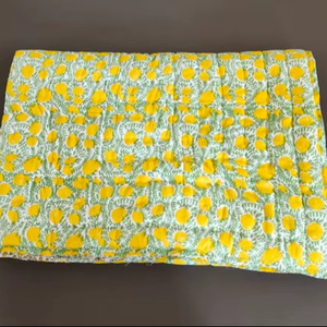 Block Print Floral Handmade Razai Reversible California <b>King</b> <b>Bedspread</b> Blanket - Product Image 1