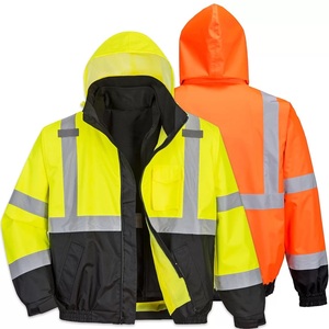 Vestes de sécurité réfléchissantes jaunes personnalisées à capuche, en toile, pour le travail et les loisirs – Grande Vente - Product Image 1