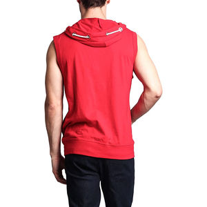 Sudadera con capucha deportiva sin mangas de algodón 100% para hombre, ropa de entrenamiento de invierno GSM 150, diseño de estampado teñido liso para ejercicio - Product Image 2
