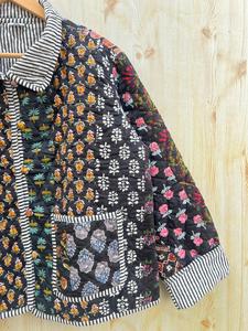 Hecho a mano Vintage algodón Sari Kantha abrigo corto Patchwork chaqueta relleno transpirable tejido cosido a mano diseño de impresión - Product Image 5