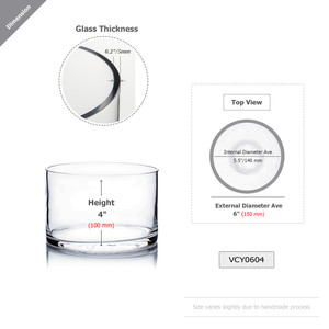 VCY0604 - แจกันแก้วทรงกระบอก - 6 นิ้ว x 4 นิ้ว - Product Image 2