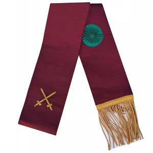 Alta calidad por encargo 2025 Masonic Knight Mason bordado a mano delantal y faja granate calidad única Regalia personalizado delantal faja - Product Image 5