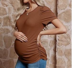 T-shirts de maternité amples pour femmes, de haute qualité, en gros, 100% coton, sans manches, hauts de grossesse personnalisables - Product Image 3