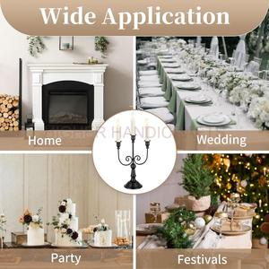 <b>Black</b> Metal 3-Arm Candelabra for Home Decoration Halloween Thanksgiving & Christmas Candleholders & Lanterns Elegant <b>Candle</b> Jars - Product Image 5