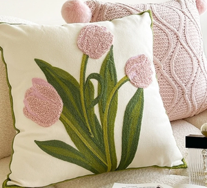 Personalized Retro Tulip Flower <b>Throw</b> Pillow/Cute Flower Pillow case - Product Image 2