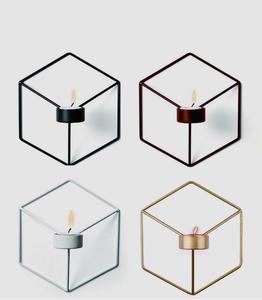 Porte-bougie mural hexagonal en fer noir, or et blanc, ensemble de deux porte-bougie décoratifs à bon prix - Product Image 3