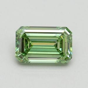 แหวนเพชรเม็ดเดี่ยวทรงเหลี่ยมมรกต 1.00 กะรัต สีเขียวแฟนซี เพชรเพาะเลี้ยงในห้องปฏิบัติการ สีขาว ระดับความสะอาด F VS1 พร้อมใบรับรอง IGI ขายส่ง - Product Image 1
