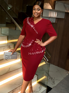 Đầm nữ dáng suông tay lửng cổ V phối bèo lệch vai đính hạt AM041035 - Product Image 2