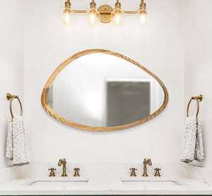 KALATRI-Miroir mural compact art déco en bois, fait à la main, écologique et léger, avec bord poli, Haryana India pour le salon - Product Image 2