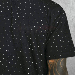Camiseta de algodón 100% con diamantes de imitación para hombre a la moda con corte de gran tamaño y estampado brillante para camiseta ostentosa con diamantes de imitación de estilo callejero - Product Image 6