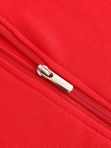 Vente Flash : Sweat à Capuche Zippé Rouge Personnalisé, Coupe Oversize, en Molleton Mélange Coton-Polyester 350 GSM, Impression Gonflée, Couleur Unie, Idéal pour l'Automne - Product Image 5
