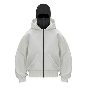 Vente en gros usine – Nouveauté Automne Hiver : Sweat-shirt à capuche double avec fermeture éclair et épaules tombantes pour hommes - Product Image 5