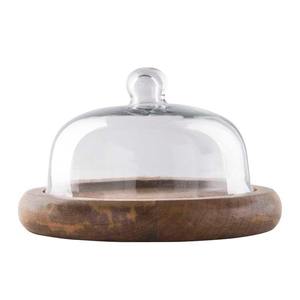 Natural Wood & <b>Glass</b> Cake Stand with <b>Dome</b> Cover Non-Stick Handmade Dessert Serving Tray for Pastry <b>Display</b>-Best Wholesale Price - Product Image 1