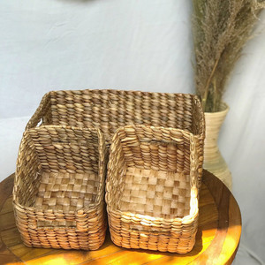 Set of 3 <b>Large</b> Eco-Friendly Water Hyacinth <b>Wicker</b> <b>Storage</b> <b>Baskets</b> with Handle Hand Woven Natural <b>Storage</b> Solution - Product Image 5