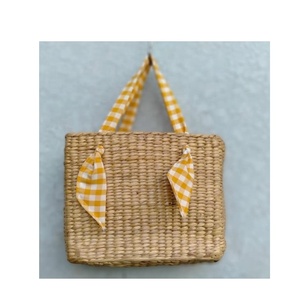 กระเป๋าผักตบชวามีหูจับ/เวียดนามหลอดกระเป๋าโลโก้สำหรับผู้หญิงของขวัญฤดูร้อนชายหาดปาร์ตี้กระเป๋าลำลอง - Product Image 4