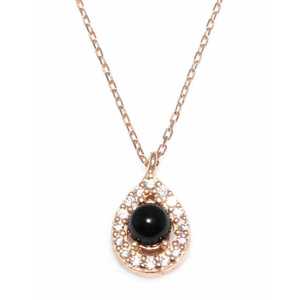 Collar de Plata de Ley 925 con Colgante de Gota de Agua en Oro Rosa y Piedra de Ónix Redonda con Bisel de Cristal para Uso Diario - Product Image 3