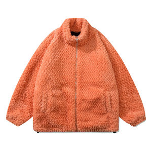 High Quality Custom Embroidered <b>Zip</b> <b>up</b> <b>Men's</b> Sherpa Jacket Fleece Customized Solid Color Embroidery Fashionable Jacket - Product Image 3