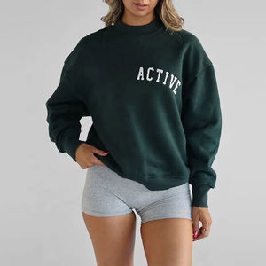 Sudadera de cuello redondo con logotipo de marca privada personalizada, sudadera de mujer de chenilla de ocio de microforro polar de algodón 100% - Product Image 2