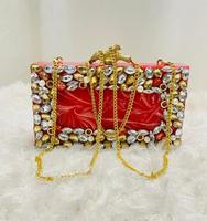 Tas Clutch Rantai Resin Berhias Rhinestone Gaya Modern, Desain Dekoratif, Tas Tangan Wanita untuk Penggunaan Sehari-hari, Pesta, Pernikahan, Harga Terbaik