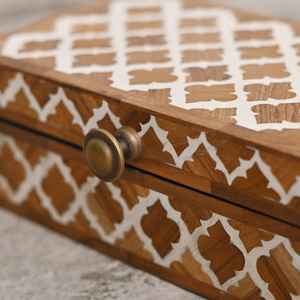 Boîte en bois Boîtes de rangement pour cadeaux en incrustation de résine avec logo personnalisé avec nacre Fabrication indienne Boîtes en bois et en bambou - Product Image 3