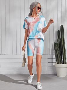 Ensemble t-shirt et short pour femmes personnalisé OEM ensemble été 2 pièces vêtements de détente survêtement motif solide nouvelle tenue - Product Image 6