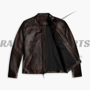 Veste en cuir véritable vintage pour homme - Design classique et tendance, haute qualité, faible MOQ, fabricant OEM personnalisé, patchwork sur le devant - Product Image 3