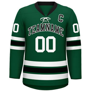 Maillot de hockey sur glace personnalisé beige avec accents dorés, col en V, manches longues, tissu respirant, uniforme de vêtements de sport d'équipe personnalisé - Product Image 4