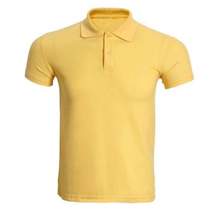 <b>Men's</b> <b>Yellow</b> Short Sleeve Cotton Pique Polo <b>Shirt</b> Regular Fit Solid Color Casual Knitted Style Summer Wear <b>Men's</b> Polo <b>Shirts</b> - Product Image 1