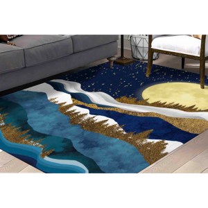 Alfombra con Estampado de Montaña - Diseño Boho, Decoración para Salón, Regalo de Inauguración de Casa, Alfombra Suave con Pelo Largo - Product Image 2