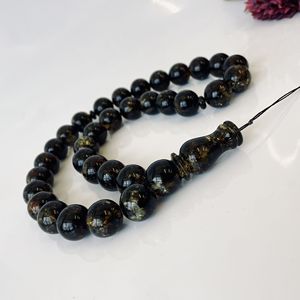 Perles de prière en ambre vert noir, ambre baltique naturel, 16 mm, 33 perles - Product Image 5