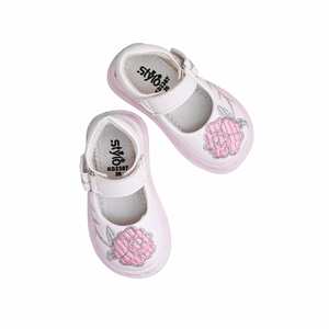 Girls' <b>White</b> Casual Pumps KD2387 Spring/Summer Comfortable Slip-On with Thin <b>Heels</b> Sequin Upper Cute Classic Pointed Toe Design - Product Image 1