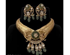 Ensemble collier et boucles d'oreilles en moissanite avec motif léopard plaqué or en laiton classique époustouflant pour femmes, cadeau de mariage et de fête - Product Image 1